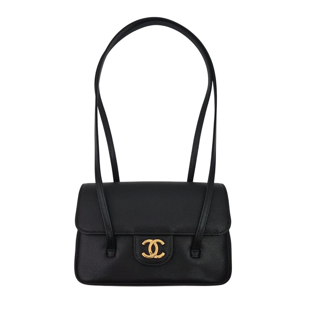 Chanel Shiny Caviar Mini Preppy Coco Shoulder Bag Black